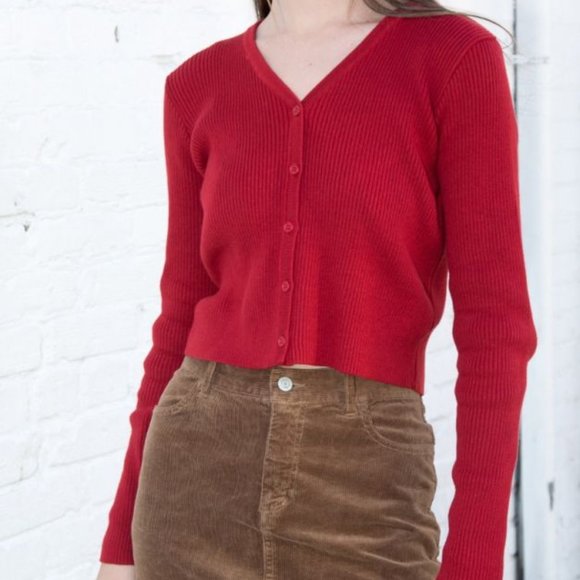 Brandy Melville Sweaters - brandy melville dark red shannon sweater cardigan